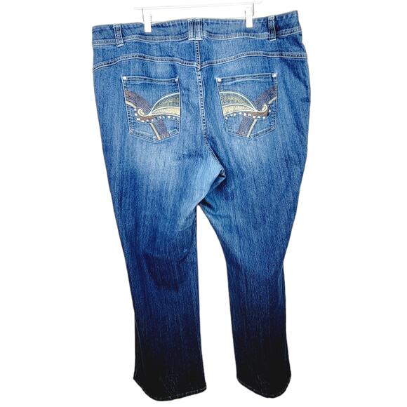 Lane Bryant Slim Boot Embellished Pockets Medium Wash Jeans - Size 26 - Picture 4 of 8